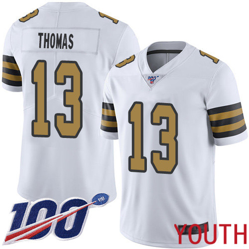 New Orleans Saints Limited White Youth Michael Thomas Jersey NFL Football #13 100th Season Rush Vapor Untouchable Jersey->youth nfl jersey->Youth Jersey